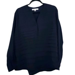 Larry Levine Womens Size XL Blue Ruffle Layered Blouse Shirt